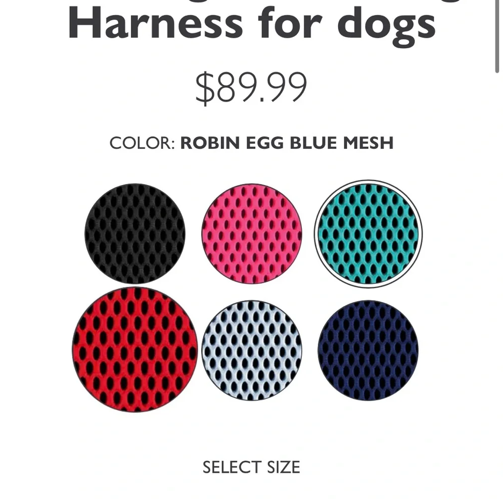 Teal Mesh Dog Harness - Comfort Fit